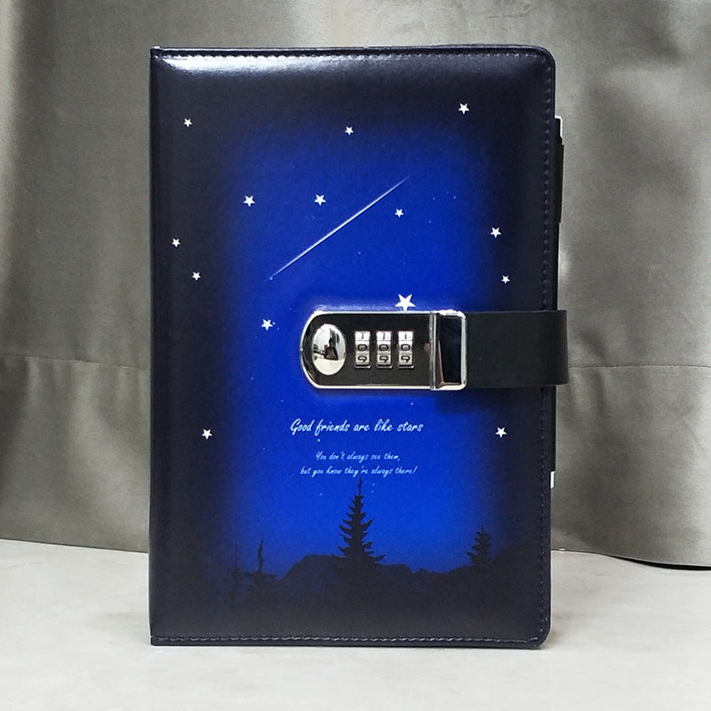 Carnet de rêves avec une couverture illustrant une forêt sombre sous un ciel étoilé, évoquant l’exploration nocturne et l’univers onirique.
