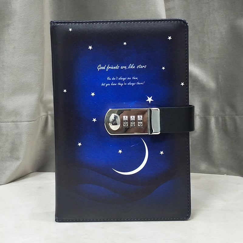 Carnet de rêves avec un design minimaliste représentant des vagues abstraites sous un croissant de lune blanc, inspirant calme et introspection.