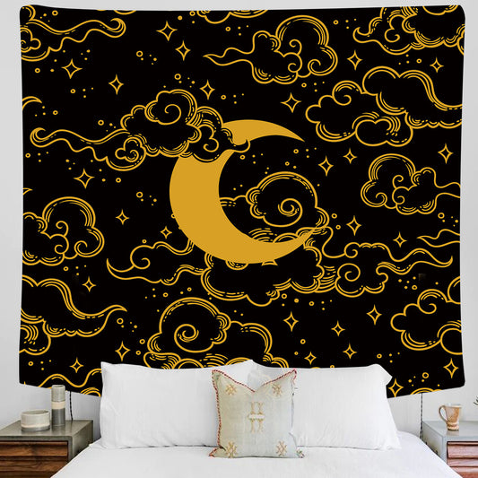  Tapisserie mettant en scène une lune paisible flottant dans un ciel nocturne doux et apaisant.